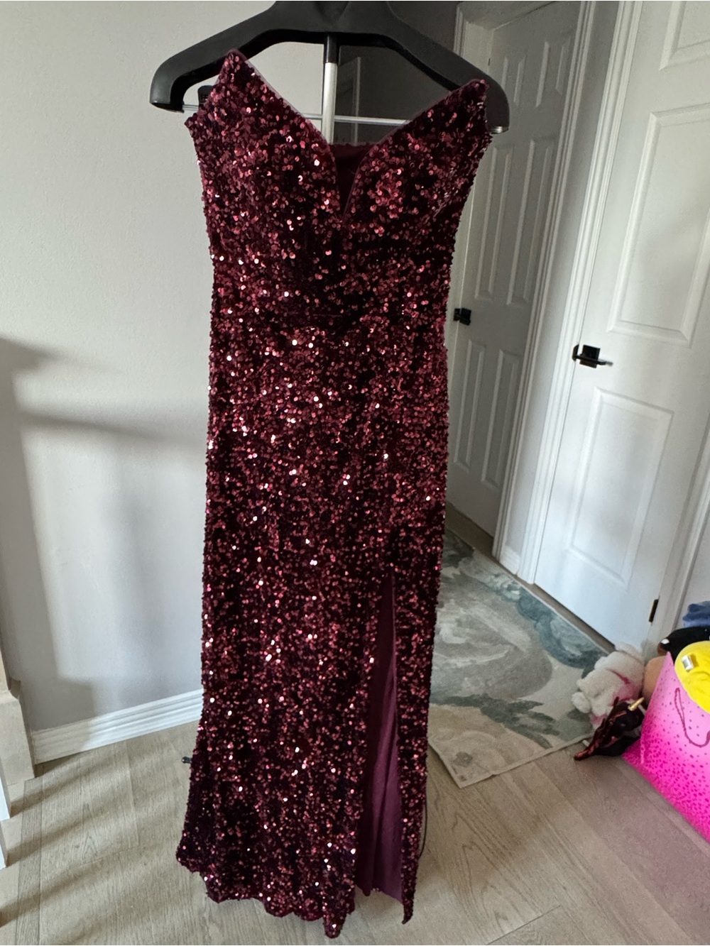 Lina Burgundy Strapless Evening Dress